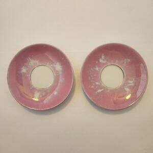 Set of 2 Antique saucers made in Germany pink lusterware/gold